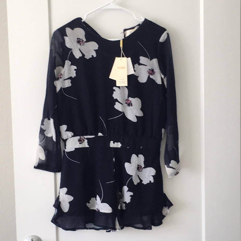 NWT Authentic Snidel Japan navy floral romper